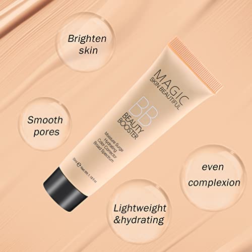 Boobeen Hydrating BB Cream - Full Coverage Foundation & Concealer, 2 Pcs