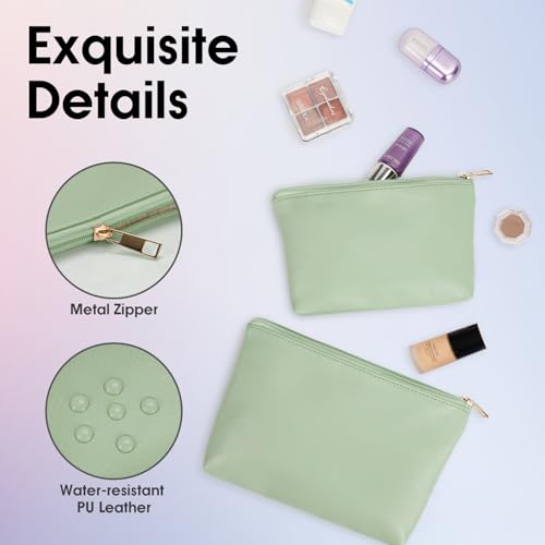 Wandering Nature Makeup Bag Set - 2 Pack Vegan Leather Pouches