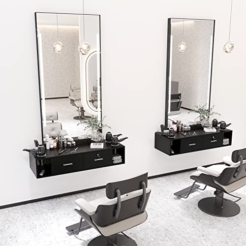 OmySalon Wall Mount Styling Station with 5 Dryer Holders