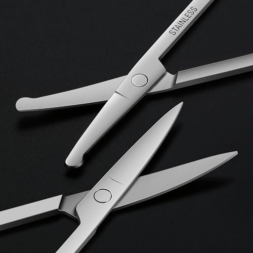 5-Piece Men's Safety Rounded Tip Small Scissors - Professional Stainless Steel Trimming Scissors for Mustache, Nose, Beard, Eyebrows, Eyelashes, and Ear Hair Cutting