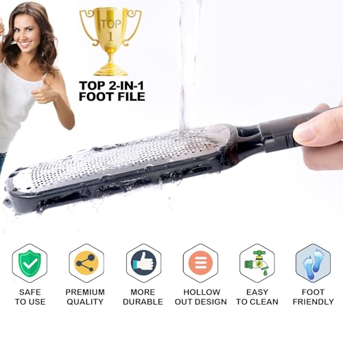 Antonki 2-in-1 Stainless Steel Foot File - Dual Sided Callus Remover Rasp