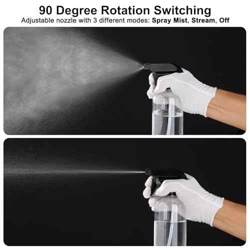 Spray Bottle for Plant - 12.85oz/380ml Fine Mister Plastic Empty Spray Bottles, Clear Water Spray Bottle for Plants, Hair, Cleaning - BPA Free - Leak Proof