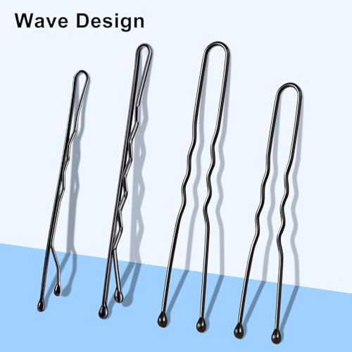 Bobby Hair Pins Kit, 200pc U-Shaped Black Metal with Storage Box