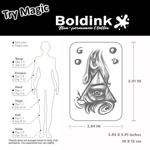 Temporary Tattoos, semi permanent tattoos, 15-day long lasting tattoo sticker, waterproof and anti-reflective, unique design(Eye Of Providence)
