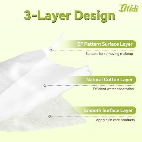 Illidi Large Square Cotton Pads - 80 Count Lint-Free Cleansing Pads