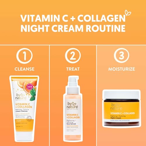 By Nature Face Night Cream - Vitamin C + Collagen PM Moisturizing Facial Lotion for Women (2 Oz)