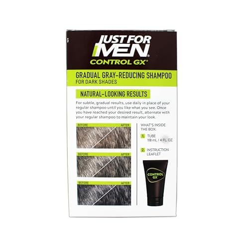 Just for Men Control GX Grey Reducing Shampoo, Gradual Hair Color, 4 fl oz (Packaging May Vary)