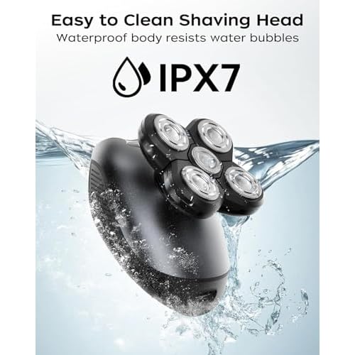 Head Shavers for Bald Men, 5 in 1 Electric Razor IPX7 Waterproof for Bald Men, 5D Rotary Shaver