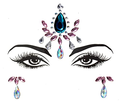 Face Jewels Rhinestone Stickers Set - 6 Sheets Festival & Halloween