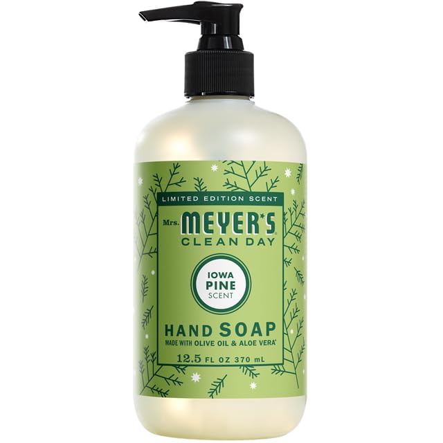 MRS. MEYER'S CLEAN DAY Hand Soap 4 Scent Variety - Holiday and Winter Collection - Snowdrop, Orange Clove, Peppermint, Iowa Pine. 12.5 OZ EACH, 1 CT