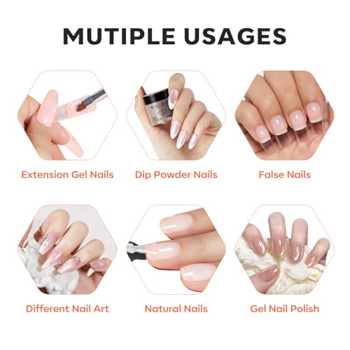 Modelones Fiber Rubber Base Gel for Nails - 15ml Clear, Self-Leveling & Reinforcing