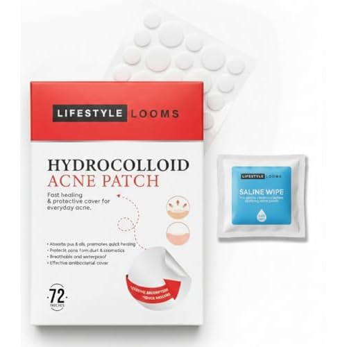 Hydrocolloid Acne Patch with Free Saline Wipe ? Invisible Skin Care Stickers for Face & Acne ? Fast Healing Pimple Patches, Stocking Stuffers for Teen Girls, (RED 72 PATCHES)
