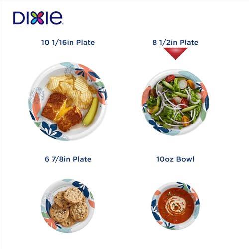 Dixie 8.5 Inch Paper Plates, 90 Count - Soak-Proof & Microwave-Safe