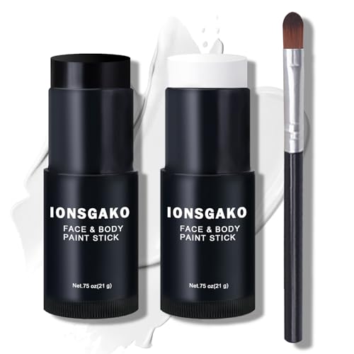 Black and White Face Paint Stick with Brush Eye Black Stick for Sports Halloween Makeup Face Painting Kit for Clown Skeleton Vampire SFX Makeup