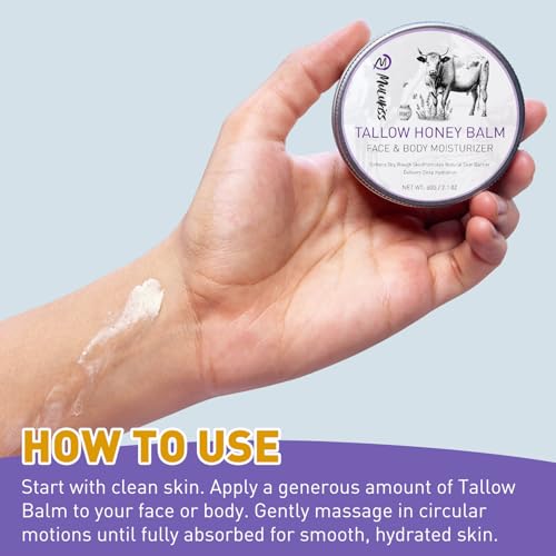 Beef Tallow for Skin ? 2 Pcs Grass-Fed Tallow and Raw Honey Balm with Lavender Essential Oil, Natural Tallow Face Moisturizer & Beef Tallow for Face, Nourishing Hydrating Balm