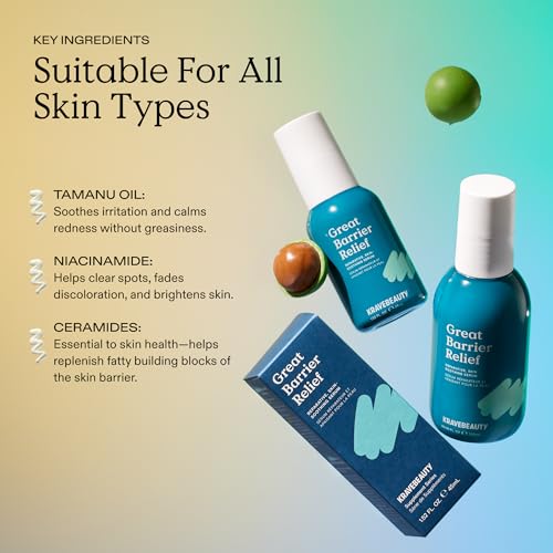 KraveBeauty Great Barrier Relief Serum for Dry or Sensitive Skin, Hydrates and Repairs the Skin Barrier, Soothing Facial Serum with Ceramides & Niacinamide, Fragrance Free, 100 mL