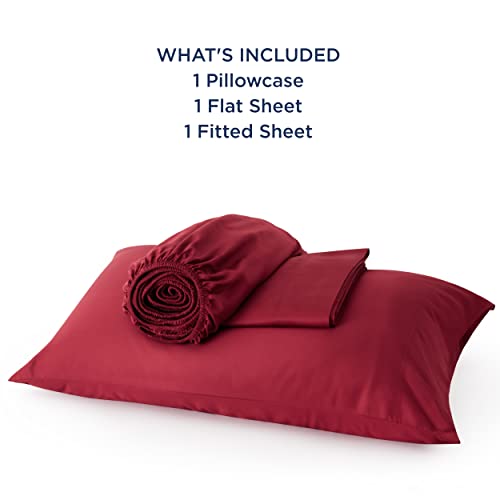 Bedsure Twin Sheets Set, Cooling Sheets Twin Size Bed Set, Rayon Derived from Bamboo, Twin Size Sheets, Breathable & Soft Bed Sheets, Hotel Luxury Silky Bedding Sheets & Pillowcases, Burgundy