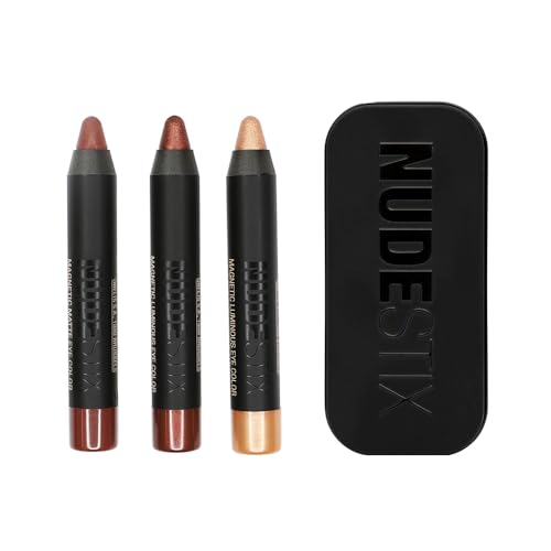 Nudestix Mini Nude Metallic Berry Eye Kit ? 3-Piece Cream Eyeshadow & Eyeliner Pencil Set for Long-Wear Color | Rich Berry Tones with Metallic Finish