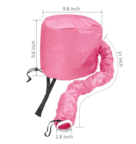 Hair Dryer Bonnet Attachment Adjustable Hood Deep Pink