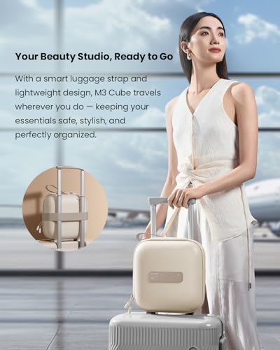 AMIRO Travel Makeup Bag with Adjustable LED Mirror, Luggage Strap, 4.5L Capacity