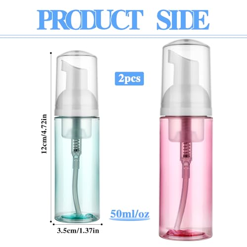 2-Pack Foam Pump Bottles 60ml Travel Size Soap Dispenser