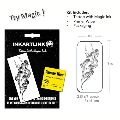 INKARTLINK Semi Permanent Tattoos, Realistic Temporary Tattoos, Snake Tattoos for Cool Boys and Girls, Waterproof and Non-reflective, Exquisite Packaging, Unique Design(Snake 4)