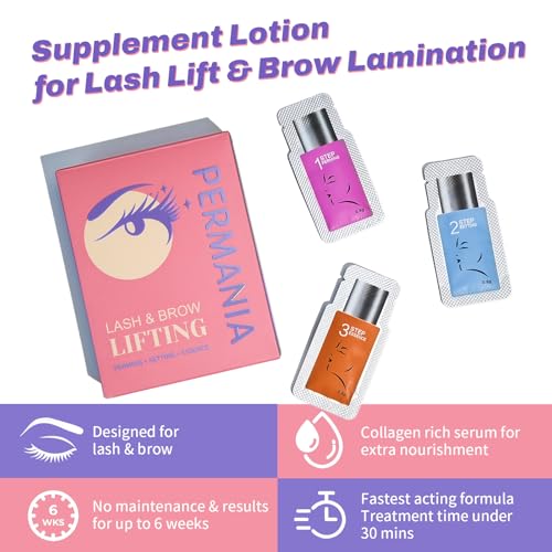 PERMANIA Eyelash Lift Kit, 15 Pcs Separate Steps Lotion for Salon or at Home for Lash Perm & Brow Lamination (without tools)