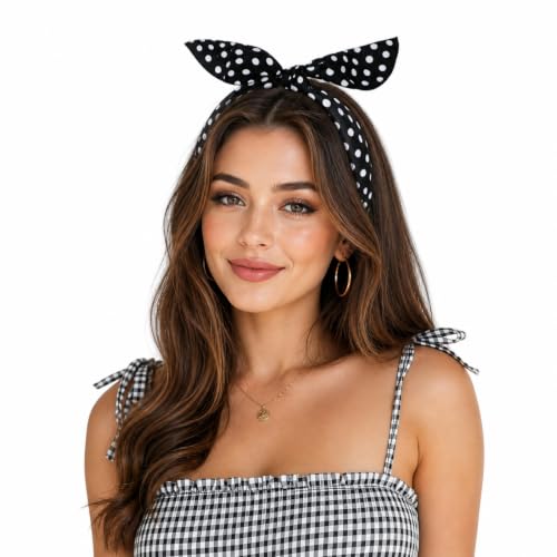 Polka Dot Wired Headbands Set - Vintage Retro Hair Accessories for Women