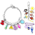 Neovista Colorful Acrylic Charm Bracelet Set with Brooch & Keychain 6.1-8.1in for Concert & Daily Wear