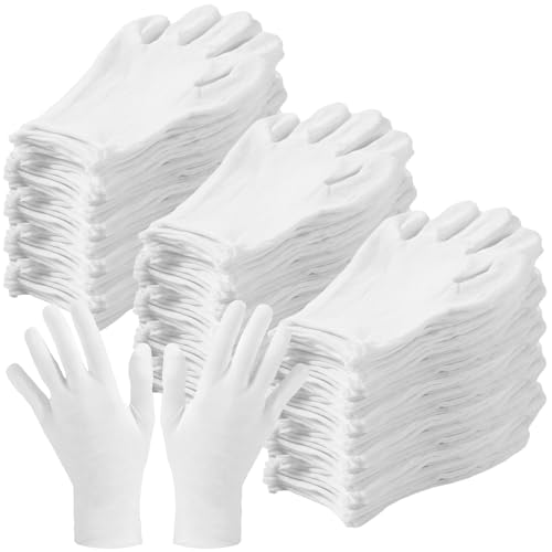 Frienda 300 Pcs White Cotton Gloves Bulk – Soft Breathable Reusable Large