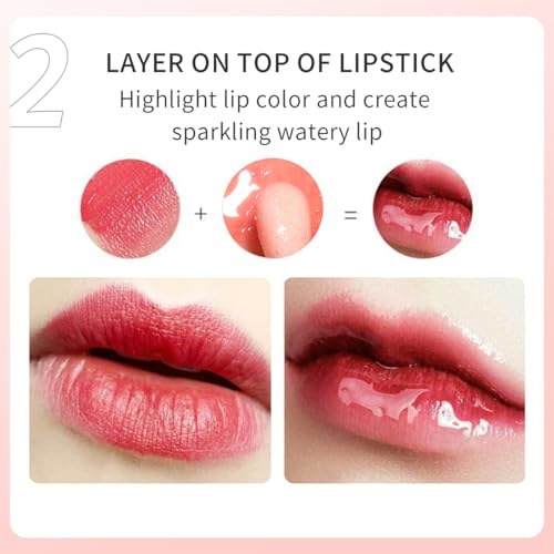 3Pcs Plumping Lip Oil, Lip Glow Oil Tinted Lip Balm Lip Care, Long Lasting Nourishing, Transparent Toot Lip Oil Repairing Lip Lines and Prevents Dry Cracked Lip Plumper (Lip Gloss- C Set)