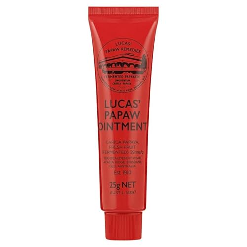 Lucas Papaw Ointment 25g - Soothing Lip and Skin Healing Balm with Fresh Fermented Carica Papaya, Natural Ingredients, Suitable for All Skin Types - Made in Australia