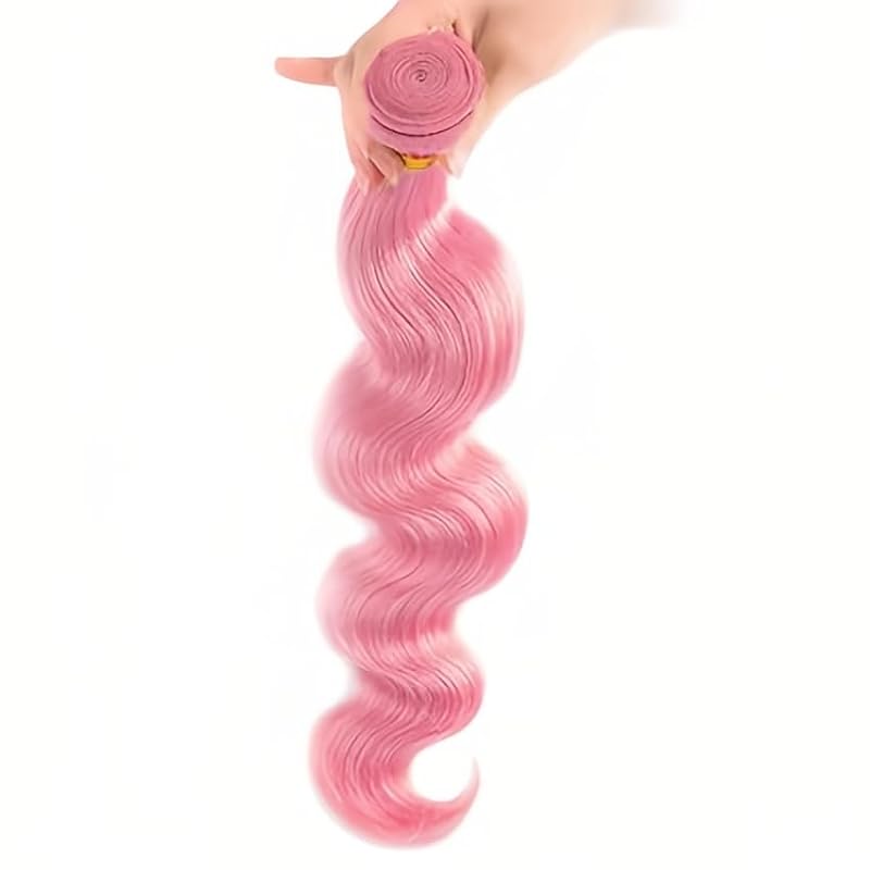 Pink Bundles Human Hair Body Wave Extensions 24 Inch - FuivJuix Unprocessed Brazilian Virgin Hair