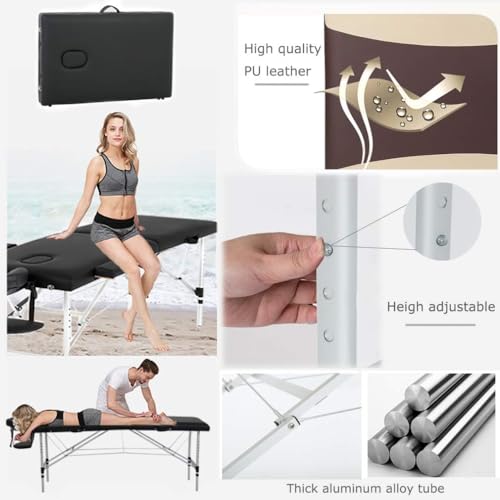 FDW Portable Aluminum Massage Table - 24" Adjustable Lash & Spa Bed with Bag