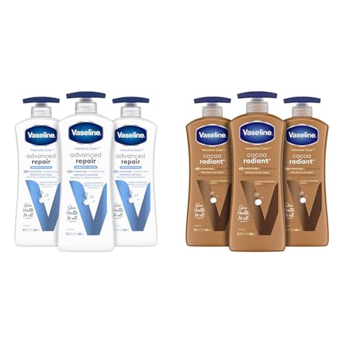Vaseline Intensive Care Unscented Advanced Repair Body Lotion - Ultra-Hydrating & Intensive Care Body Lotion for Dry Skin Cocoa Radiant Lotion Made with Ultra-Hydrating
