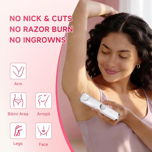 Bikini Trimmer for Women, Ladies Razors, Electric Shaver for Leg Body Pubic Armpit Facial Hair Shaving,Hygiene Ceramic Blade,Smooth Gentle Shave,USB-C Rechargeable and Cordless(Pearl White)