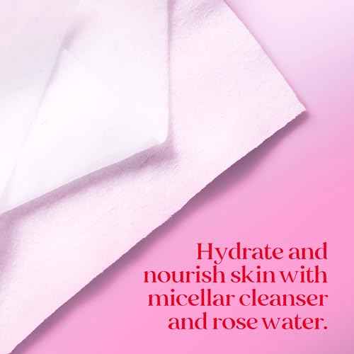 Burt¡¯s Bees Micellar Rose Water Facial Towelettes, 100% Plant Based Cloth; 99% Natural Origin; Remove Makeup, Cleanse, Hydrate; No Greasy, Oily Residue; All Skin Types (Pack May Vary)