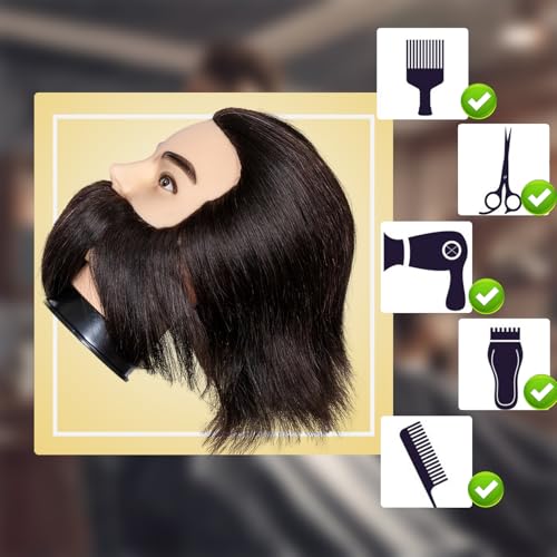 Eumos 12" Barber Mannequin Head with Human Hair & Beard