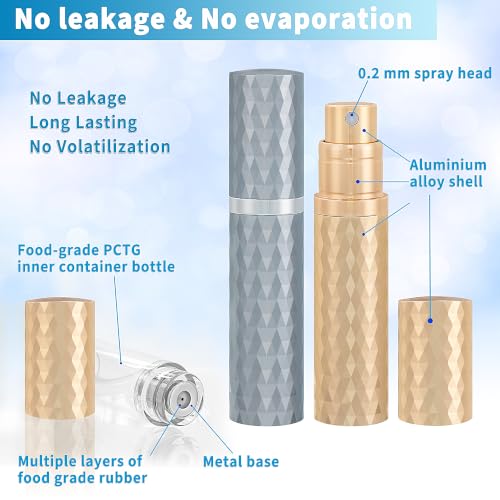 Qavhun 3-Pack 5ml Refillable Travel Perfume Atomizer Bottles - Black, Gray, Gold