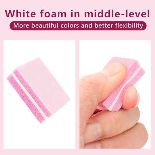 Nail Buffer Block, Dual Grit Sponge Nail File for Nail Sanding, 4 Piece Pink Manicure Tools for Nail Sanding and Manicure, Ideal for Nail Salons and Home Use