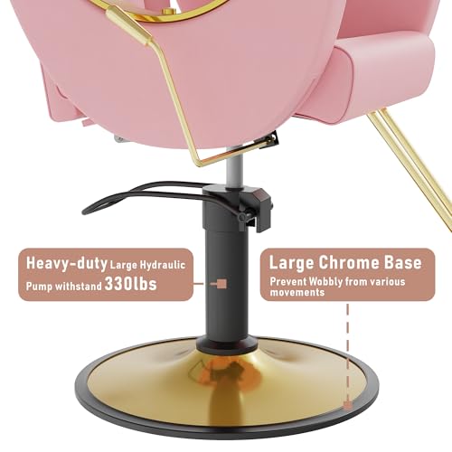 LOUVIXA Barber Chair Height Adjustable Hydraulic Salon Chair Pink