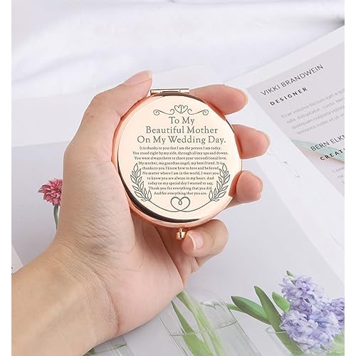 WSNANG Mother of The Bride Makeup Mirror to My Mother Compact Mirror Gifts for Mom Sentimental Gifts Wedding Keepsake Gift (to Mother Mirror)