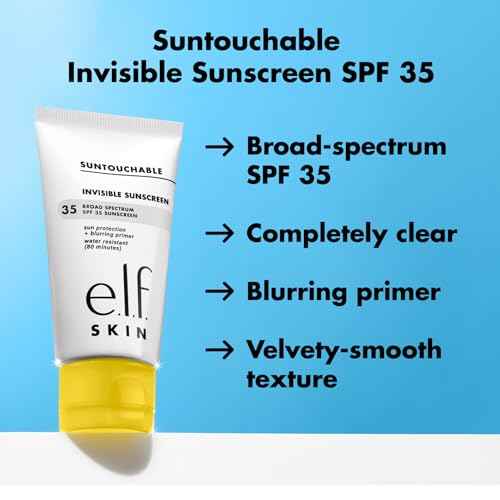 e.l.f. SKIN Suntouchable Invisible SPF 35, Lightweight, Gel-based Sunscreen For A Smooth Complexion, Doubles As A Makeup Primer, Vegan & Cruelty-Free, Packaging May Vary