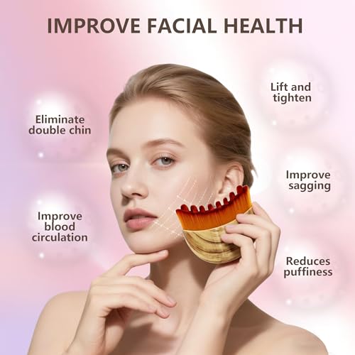 Lymphatic Contour Face Brush, Super Soft Manual Lymphatic Drainage Massager for Sculpting, Relieve Fatigue & Reduce Puffiness, with Portable Case.Suitable for Facial Cleansing and Massage (2-PCS)