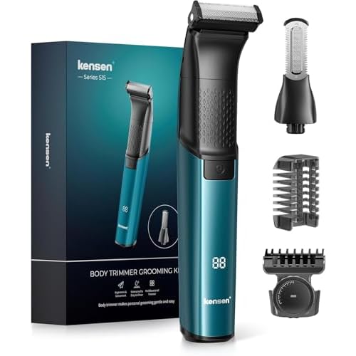 Body Hair Trimmer for Men - 2 in 1 Dual-Head Electric Shaver & Groomer, Ball Shaver with 30¡Æ Rotating Blade Adjustable Comb Mens Electric Razor IPX6 Wet & Dry for Face Groin Pubic Hair Trimmer Green
