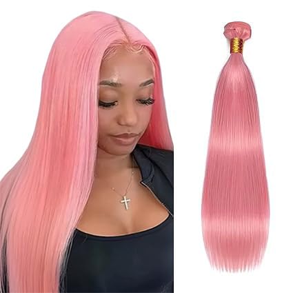 FuivJuix 26-Inch Pink Human Hair Bundles - Unprocessed Brazilian Straight