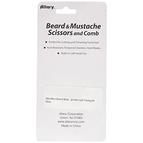 Allary Men's Beard and Mustache Scissors, Mini Comb Trimming Kit