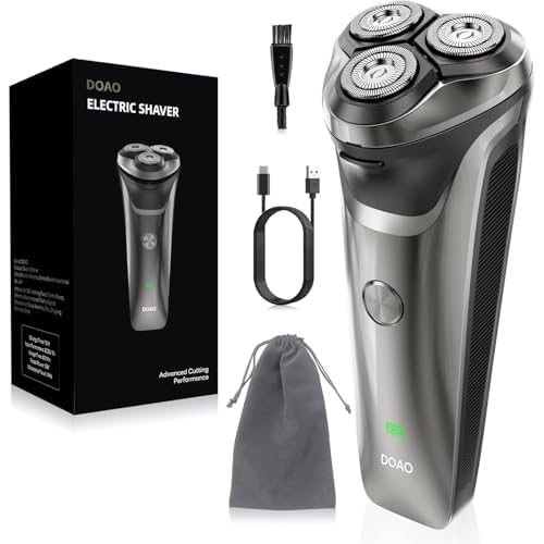 Electric Razor for Men, 100% Waterproof, Gentle on Sensitive Skin, Wet & Dry Rotary Electric Shavers for Men, Pop-up Beard Trimmer, 120 Min Shaving, 1.5H Fast Charge, Ergonomic Men's Shaver