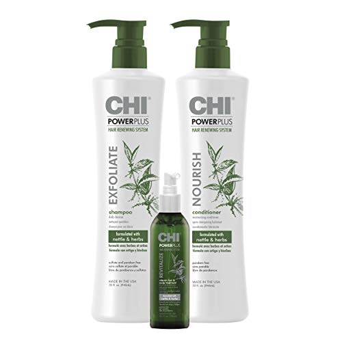 CHI Power Plus 3-Step Scalp Care System with Shampoo, Conditioner & Treatment
