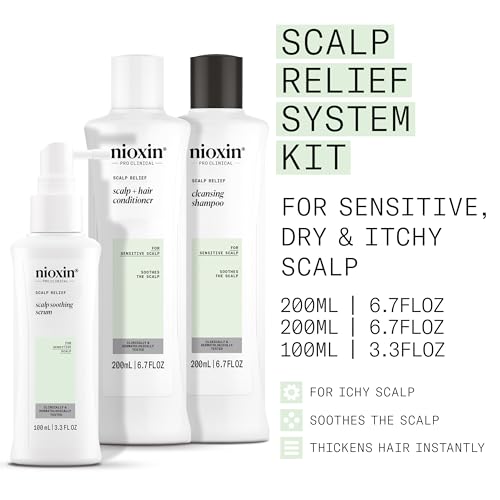 Nioxin Scalp Relief System Kit | For Sensitive Itchy Scalp | Made with Aloe Vera and Vitamin E | Trial Size
